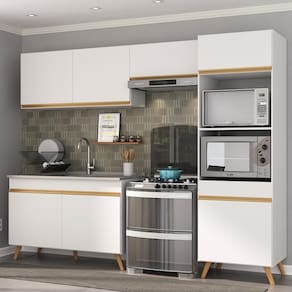 Cozinha Compacta 4 peças com Armário e Balcão MP3749 Veneza GW Multimóveis Branca