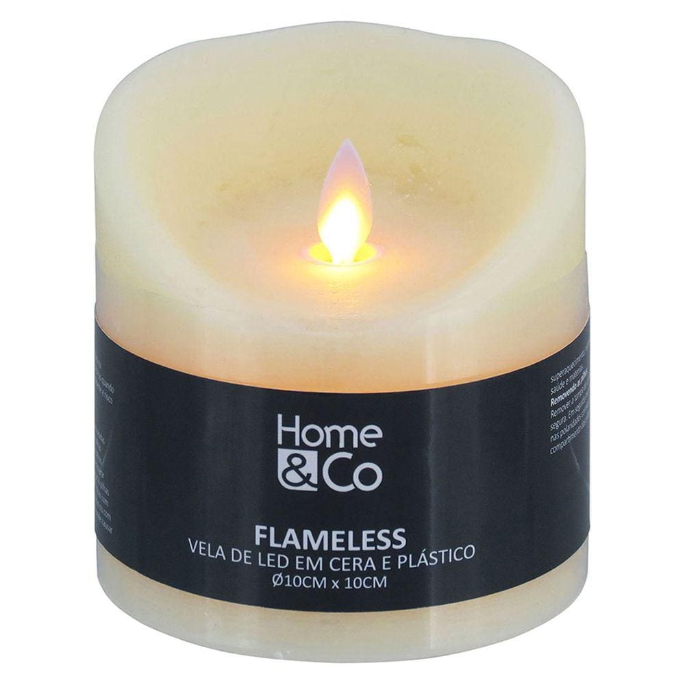 HOME&CO FLAMELESS VELA LED 10x10x10cm PLÁSTICO MARFIM