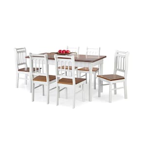 Conjunto Sala de Jantar e Cozinha Com 6 Cadeiras Madeira Maciça BRANCO