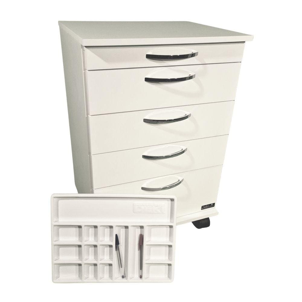 Gaveteiro Hospitalar Com Rodízios E 4 Gavetas - Mdf Branco