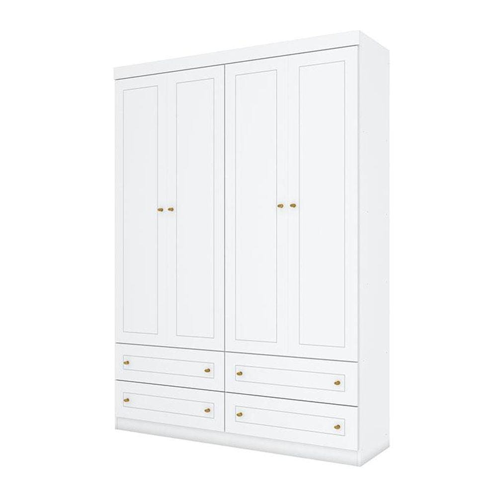 Guarda Roupa Infantil Americano 4 Portas Branco HP - Henn