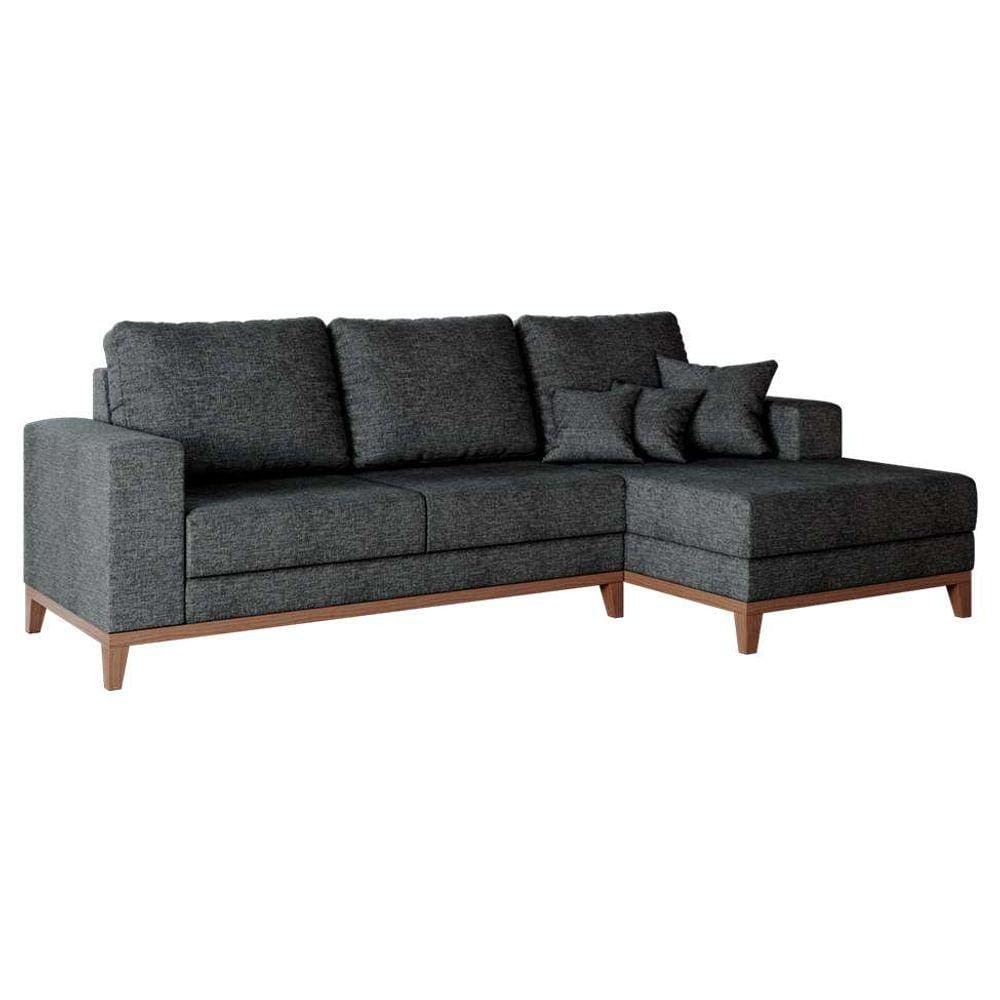 Sofá 4 lugares belgrado com chaise direito linho grafite 250 cm