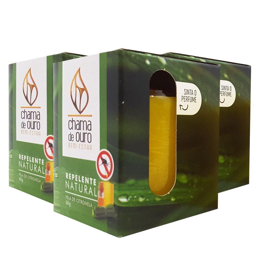 Kit 3 Velas Citronela Repelente Aromática Perfumada 60g