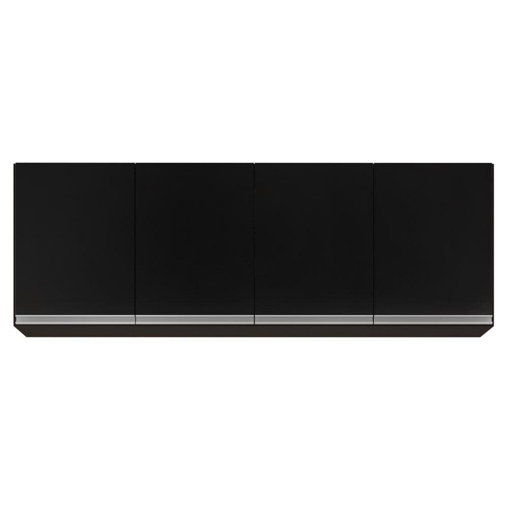 Armário Aéreo 160cm 4 Portas Nevada Preto - Lumil Móveis