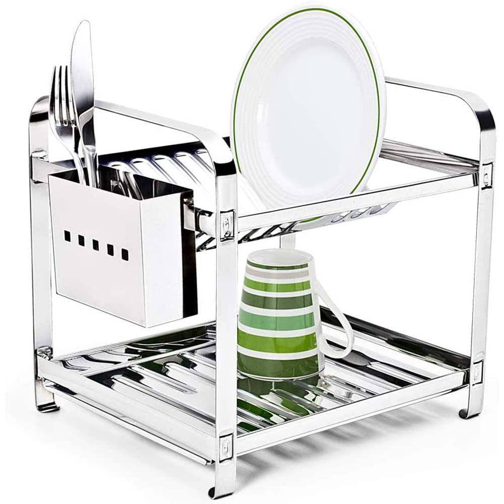 Escorredor de Louça 12 Pratos Aço Inox MakInox Porta Talher Inox