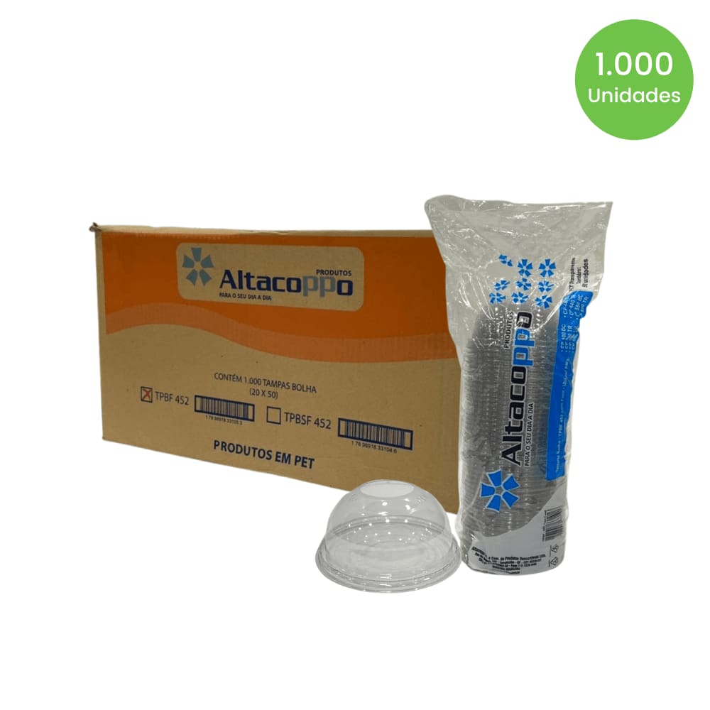 Tampa Bolha com furo para Copos 400ml, 440ml, 500ml e 550ml Altacoppo com 1.000 unidades