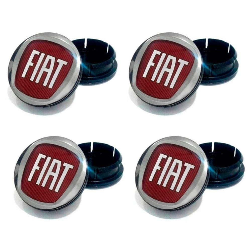 Jogo 4 Calota Centro Roda Fiat Siena Vermelho
