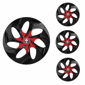 Jogo Calota Aro 14 Evolution Black Red Elitte Preto Vermelho + Emblema Resinado Renault (Sandero Logan Clio Scenic Megane)