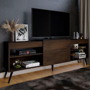 Rack Para Tv Até 55 Polegadas Roma 1 Porta 2 Prateleiras Cacau - Panorama Móveis