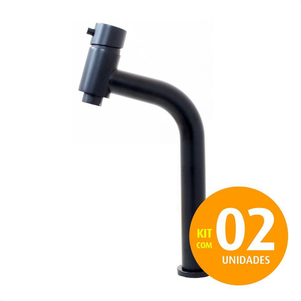 Torneira Monocomando Link Alta Mesa Lavatório Black Kit 02un