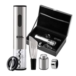 Kit Abridor de Vinho Elétrico Inox EOS EAB03M a bateria com Maleta