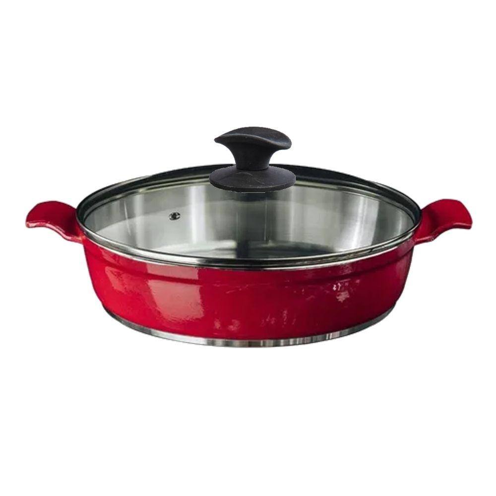 Frigideira Vermelho Alumínio Fundido Usinado Javali AA 30cm