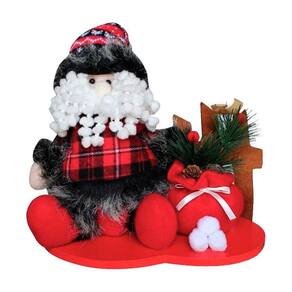 Decoração Natal Papai Noel Tecido Xadrez Natalino 27cm