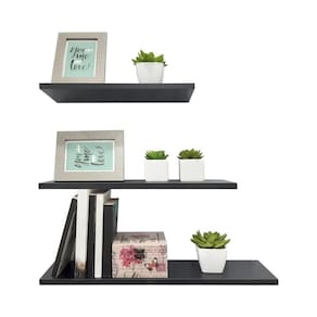 Kit 3 Prateleiras Preta 40, 50 e 60cm Sala Quarto Decoração