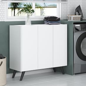 Armário Lavanderia Retrô com 3 Portas 90 cm Multimóveis MP5033 Branco/Preto