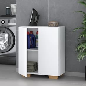 Armário Lavanderia com 2 Portas Multimóveis MP5023 Branco/Natural