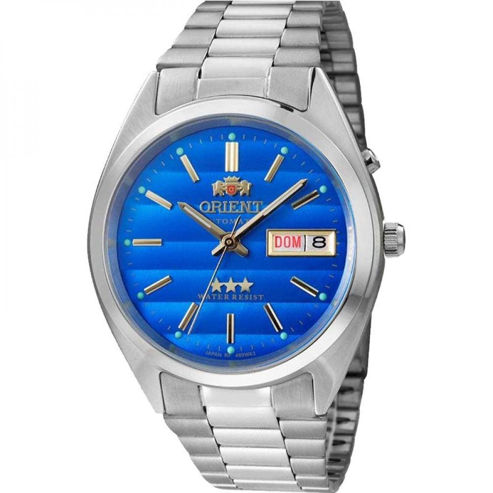 Relogio Orient Masculino Automatico Prata Fundo Azul 469Wa3 A1sx