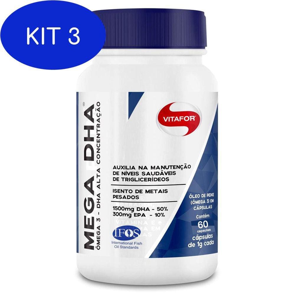 Kit 3 Omega 3 Mega DHA 60 Cápsulas - Vitafor