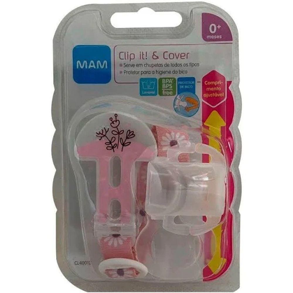 Prendedor de Chupeta com Protetor P/ Bico CLIP IT e Cover MAM