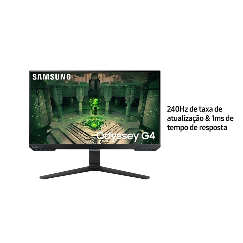 Monitor Gamer Samsung Odyssey G40 25" Preto LS25BG400ELXZD, FHD, 240 Hz, 1ms, com ajuste de altura, HDMI, DP, Gsync, Freesync