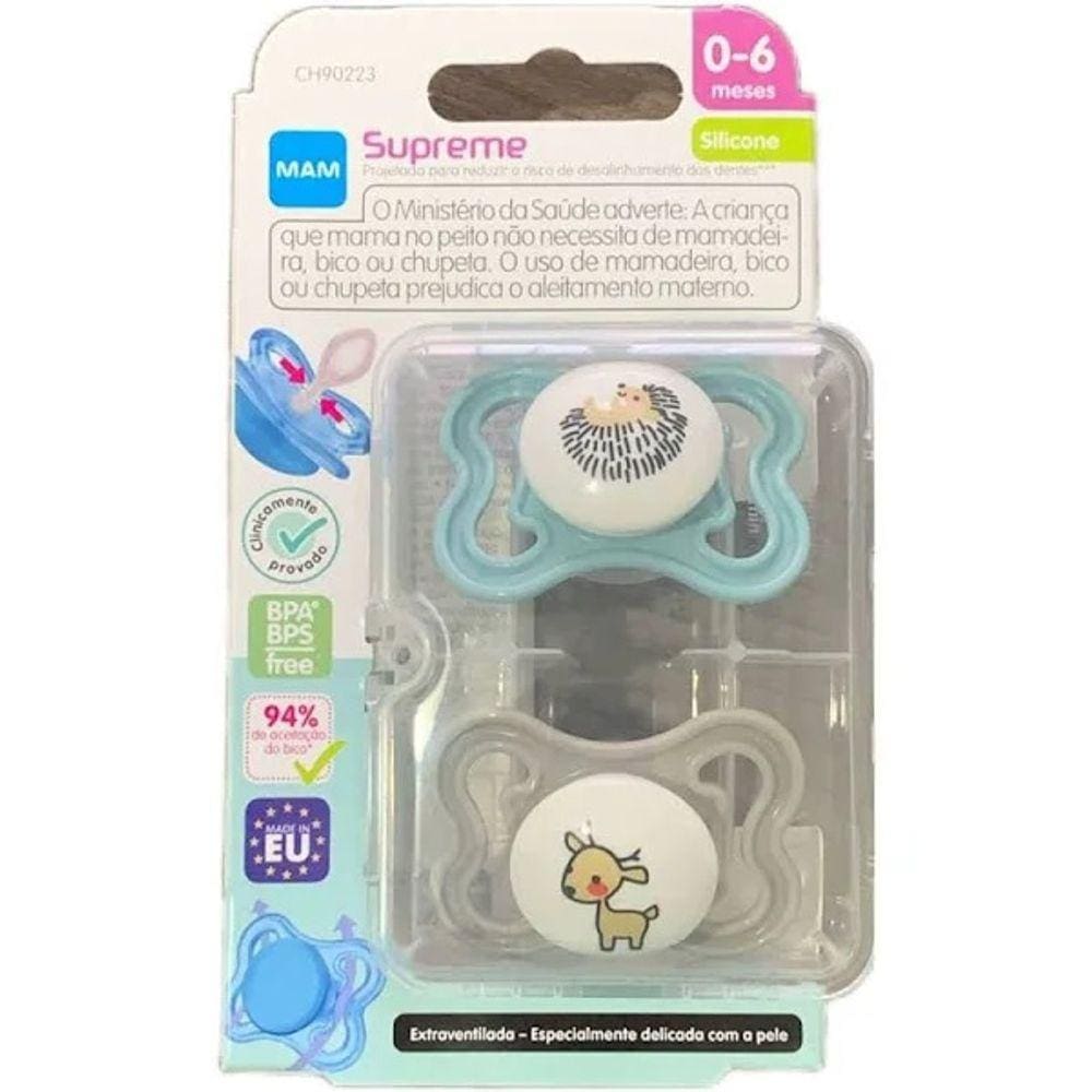 Kit com 2 Chupetas MAM Supreme 0 a 6 Meses