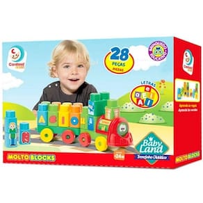 Blocos de Montar BABY LAND Trenzinho Didatico 28 Peças Cardoso TOYS 8015