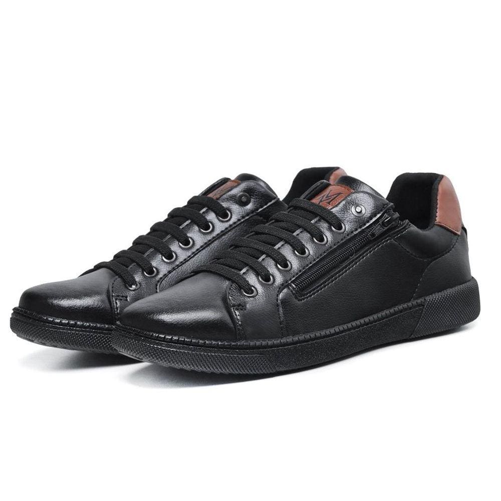 Sapatenis Masculino Com Ziper Lateral Casual Macio Preto