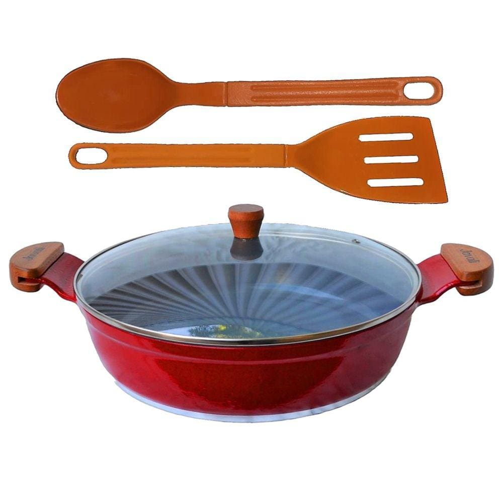 Frigideira Vermelho Antiaderente Cerâmica Talher 05 AM 30cm