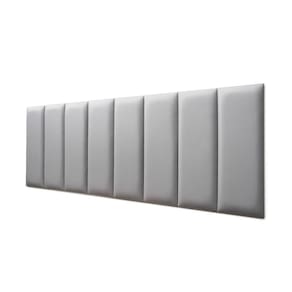 Placas Cabeceira Modulada Adesiva Queen Estofada 160cm x 60cm Kit 8 Placas - Courino Cinza