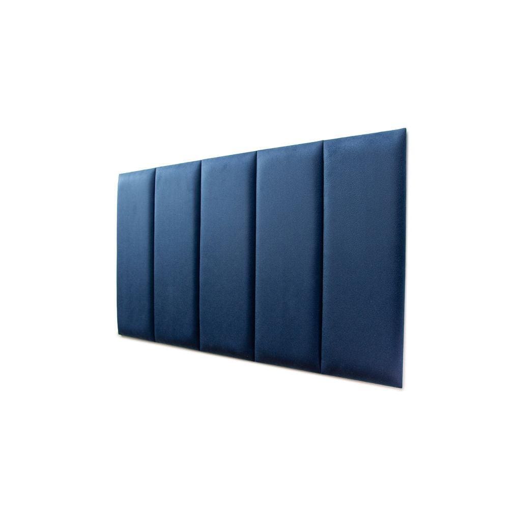 Placas Cabeceira Modulada Adesiva Solteiro Estofada 100cm x 60cm Kit 5 Placas - Suede Azul