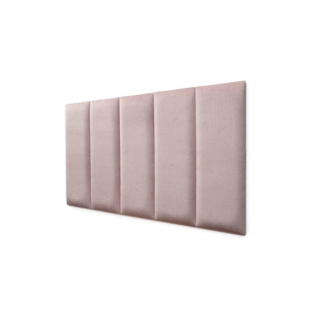 Placas Cabeceira Modulada Adesiva Solteiro Estofada 100cm x 60cm Kit 5 Placas - Veludo Nude