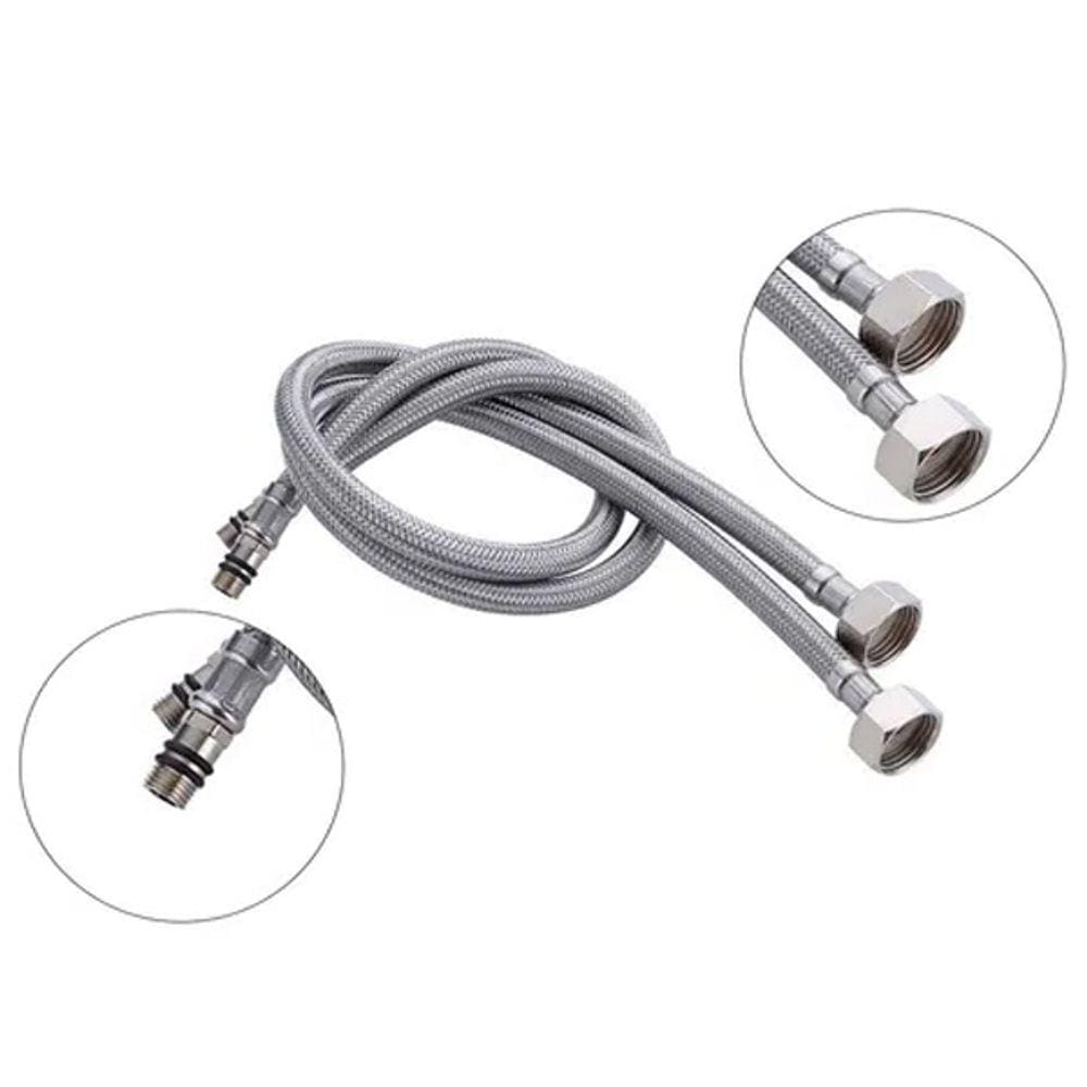 Engate Rabicho Monocomando Par 80cm Flexível Grande Misturador Mangueira Comprido Torneira Água Quente Fria Par Banheiro Cozinha