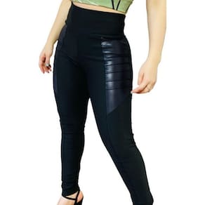 Calça Montaria Detalhes Cirre Legging Preta Grossa