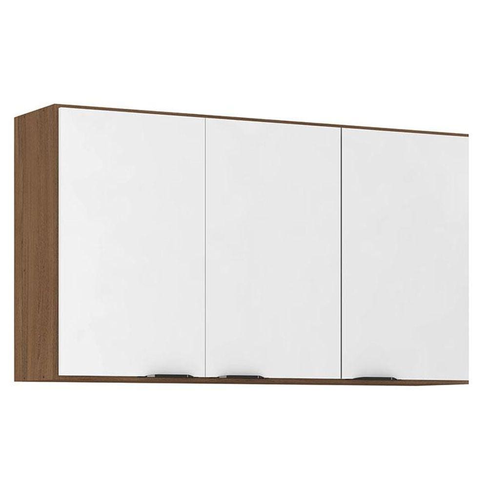 Armário Aéreo para Cozinha Firenze 3 Portas Amêndola Branco - Demóbile