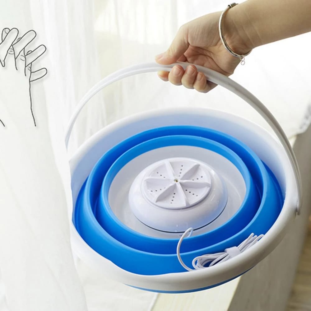 Kit Máquina de lavar portátil Mini Turbo e Balde Retrátil