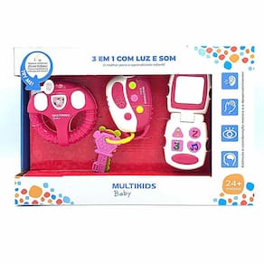 Kit Brinquedos Eletrônicos - 3 em 1 com Luz e Som - Rosa - Multikids Baby
