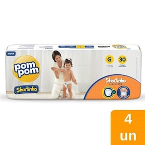 Fralda Descartável Pom PomShortinho Jumbo Tamanho G - 4 Pacotes com 30 Tiras