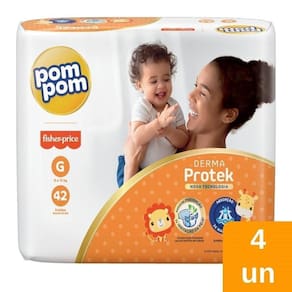 Fralda Descartável Pom Pom Derma Protek Mega Tamanho G - 4 Pacotes com 42 Tiras