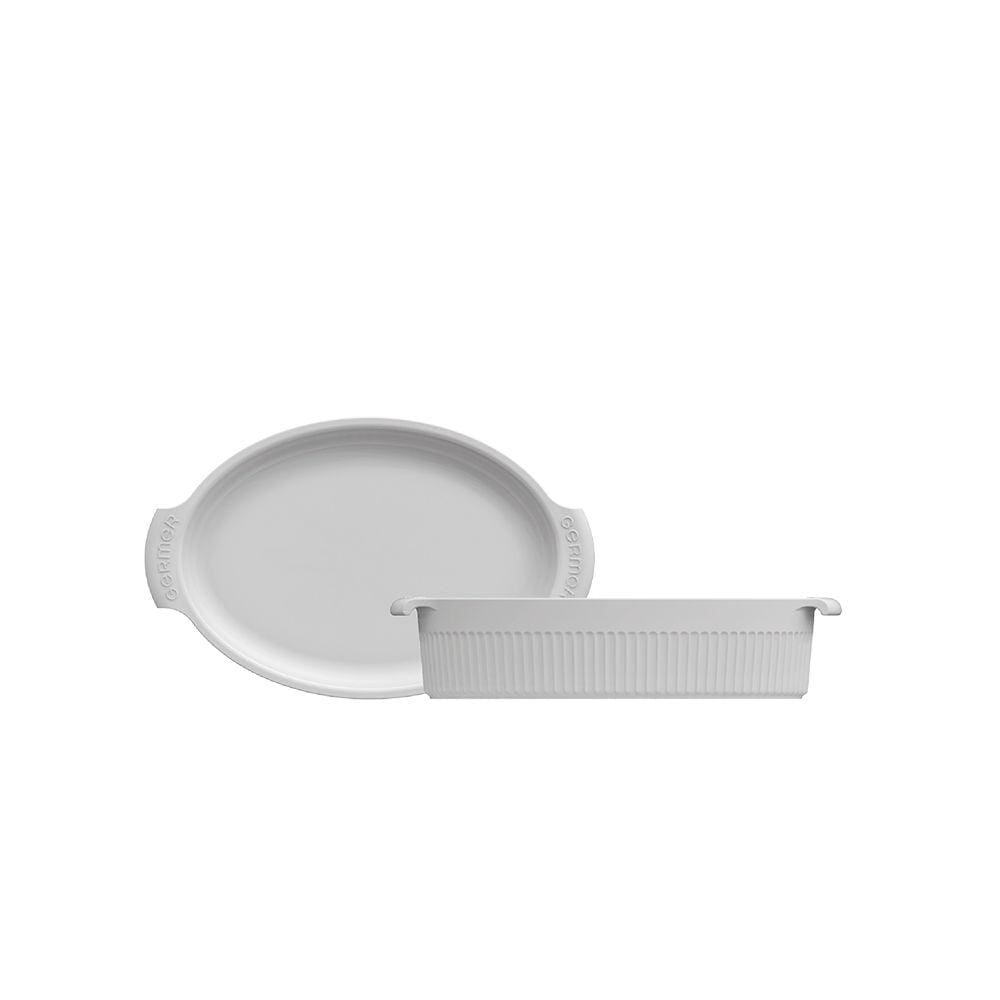 Forma Oval G de Porcelana Branco Assar e Servir Germer
