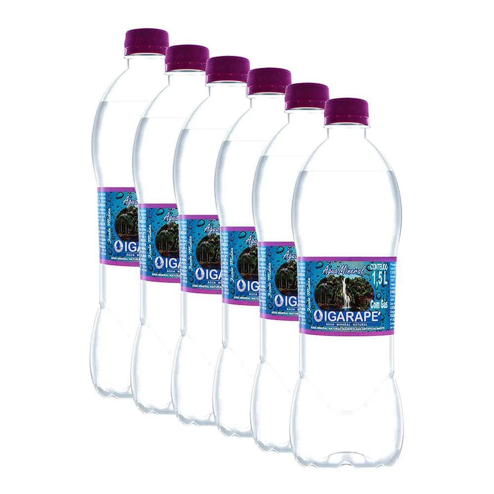 Kit 6 Água Mineral Igarapé com Gás 1,5 Litro