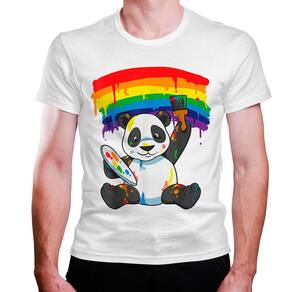 Camiseta Masculina Panda Fofo Lgbt Arco Iris