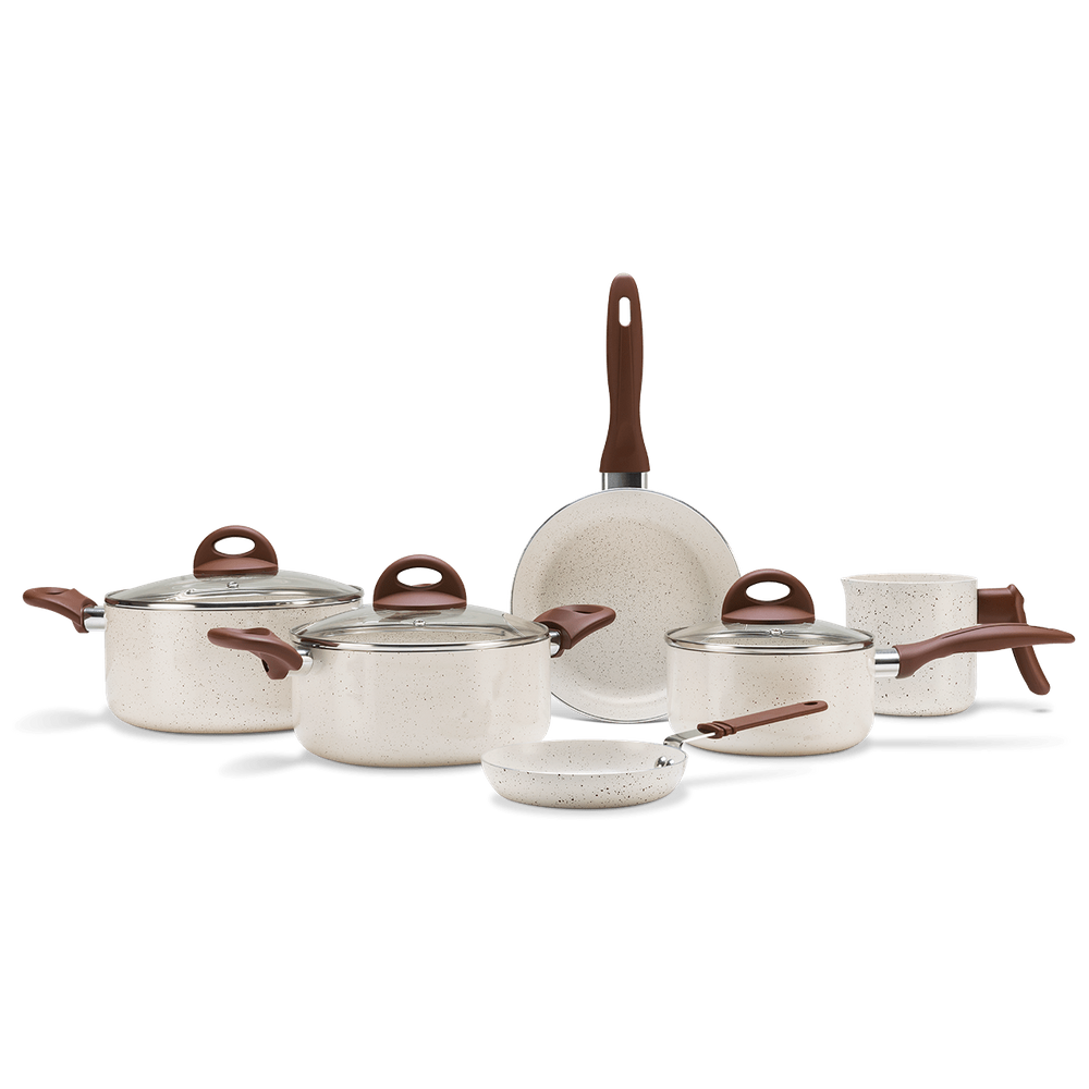 Jogo de Panelas Brinox Ceramic Life Smart Plus 6 Peças Vanilla
