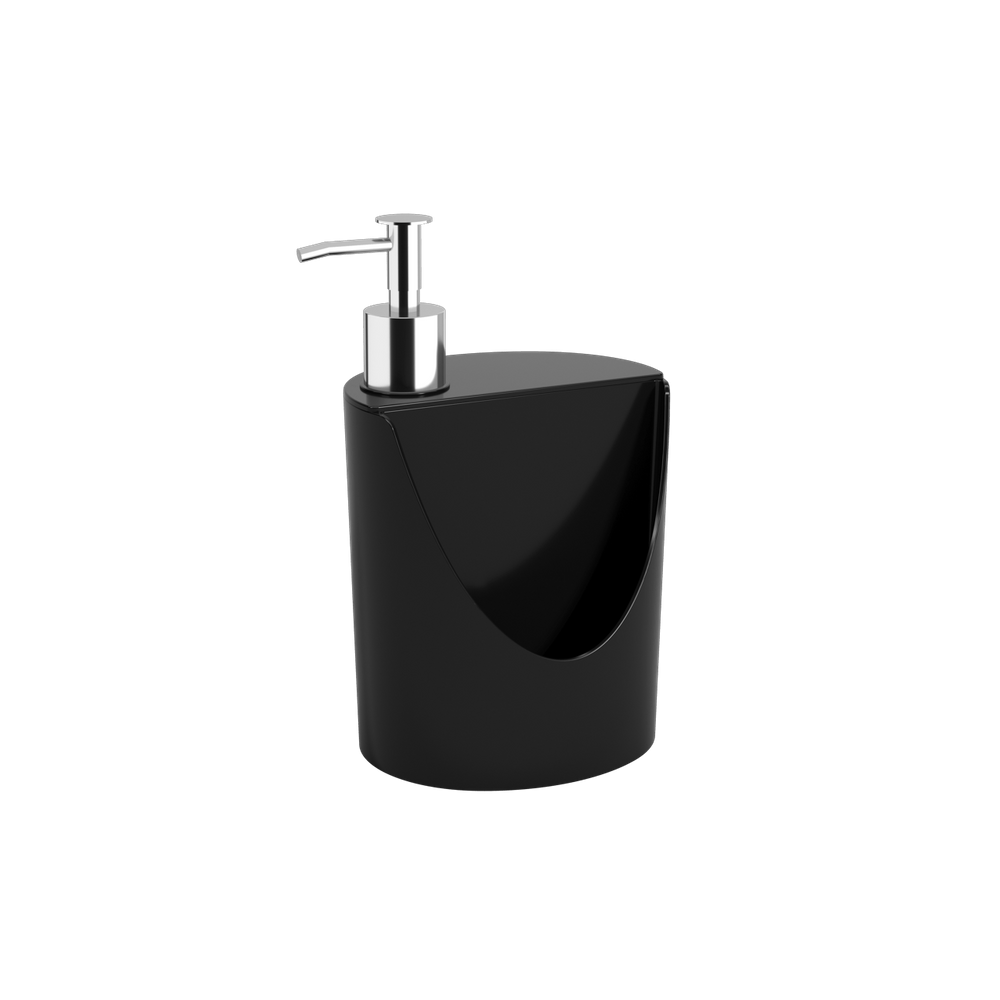 Dispenser para Detergente Líquido e Esponja Coza Basic 600 ml - 12 x 10,5 x 18 cm Preto