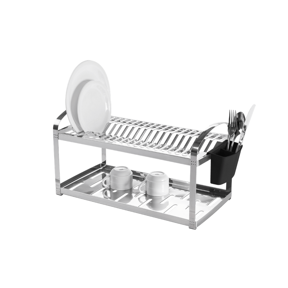 Escorredor de Louça em Aço Inox 20 Pratos, Dois Andares e Escorredor de Talheres Brinox Suprema