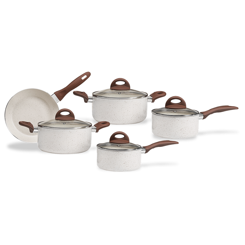 Jogo de Panelas com Fundo de Indução Brinox Ceramic Life Granada 5 Peças Vanilla