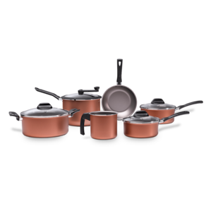 Jogo de Panelas com Pipoqueira Brinox Clove 6 Peças Cobre