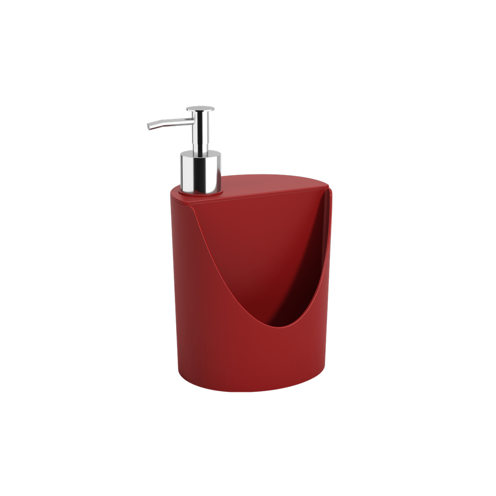 Dispenser para Detergente Líquido e Esponja Coza Basic 600 ml - 12 x 10,5 x 18 cm Vermelho
