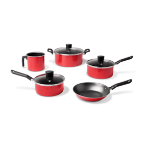 Jogo de Panelas Brinox Garlic 5 Peças Vermelho