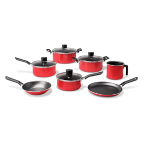 Jogo de Panelas Brinox Garlic 7 Peças Vermelho