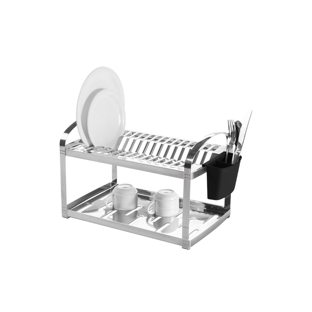 Escorredor de Louça em Aço Inox 16 pratos, Dois Andares e Escorredor de Talheres Brinox Suprema